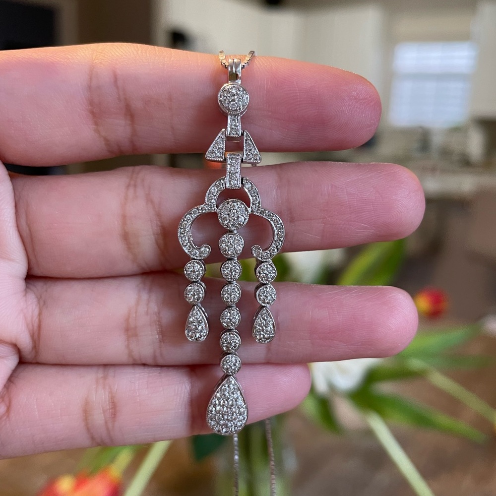 14k Whitegold necklace with natural diamond